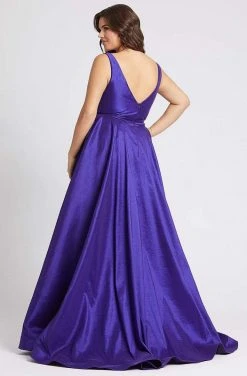 Mac Duggal Fabulouss - 67227F Plunging V-neck Pleated A-line Dress