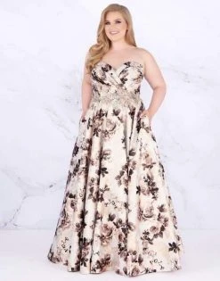 Mac Duggal Fabulouss - 77546F Embellished Floral Patterned Ballgown