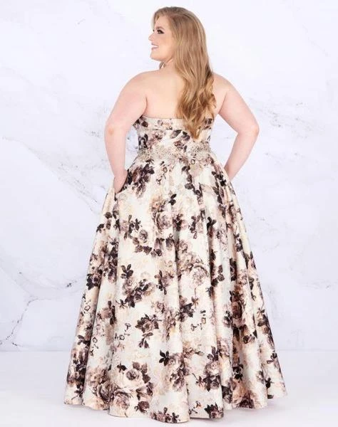 Mac Duggal Fabulouss - 77546F Embellished Floral Patterned Ballgown 4 Mac Duggal Fabulouss - 77546F Embellished Floral Patterned Ballgown