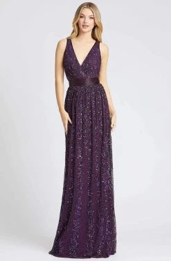 Mac Duggal Flash - 4770L Sequined V-Neck A-Line Gown