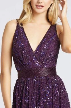 Mac Duggal Flash - 4770L Sequined V-Neck A-Line Gown
