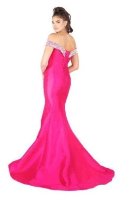 Mac Duggal Flash - 66900L Pearl Beaded Off Shoulder Mermaid Gown