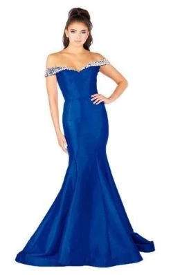 Mac Duggal Flash - 66900L Pearl Beaded Off Shoulder Mermaid Gown
