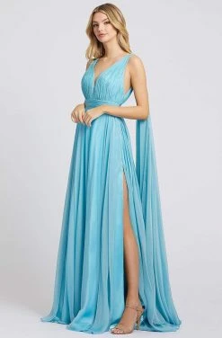 Mac Duggal Flash - 67391L Deep V-neck A-line Gown With Train