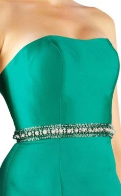 Mac Duggal Flash - 67687L Embellished Belt Strapless Satin Prom Gown 13 Mac Duggal Flash - 67687L Embellished Belt Strapless Satin Prom Gown