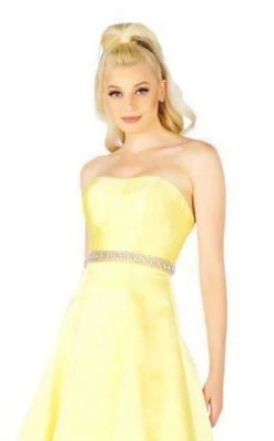 Mac Duggal Flash - 67687L Embellished Belt Strapless Satin Prom Gown 15 Mac Duggal Flash - 67687L Embellished Belt Strapless Satin Prom Gown