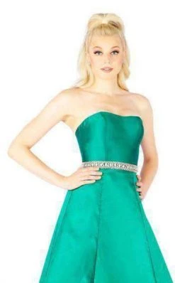 Mac Duggal Flash - 67687L Embellished Belt Strapless Satin Prom Gown 12 Mac Duggal Flash - 67687L Embellished Belt Strapless Satin Prom Gown