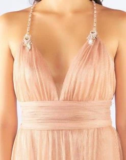 Mac Duggal Flash - 77636L Embellished V-neck Chiffon A-line Dress