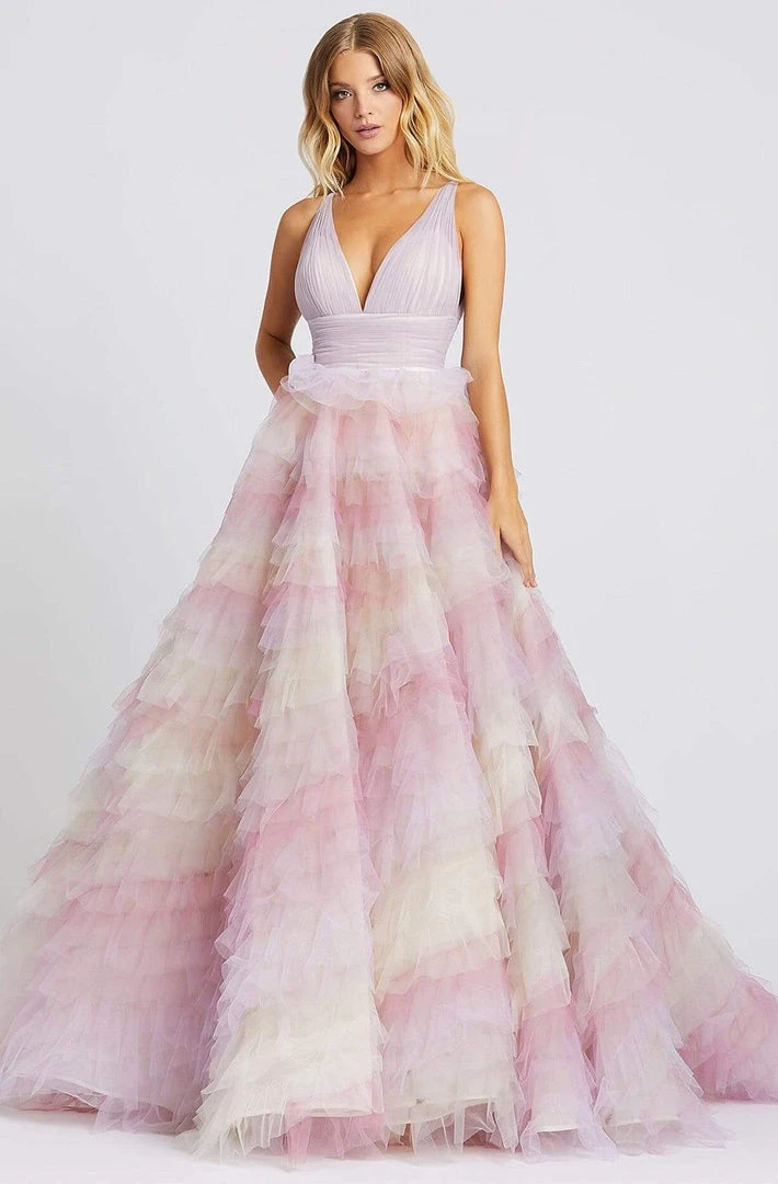 Mac Duggal Prom - 11117M Deep V-neck Tiered A-line Dress 3 Mac Duggal Prom - 11117M Deep V-neck Tiered A-line Dress