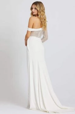 Mac Duggal Prom - 11126M Pearl Beaded Fitted Dress With Slit 6 Mac Duggal Prom - 11126M Pearl Beaded Fitted Dress With Slit