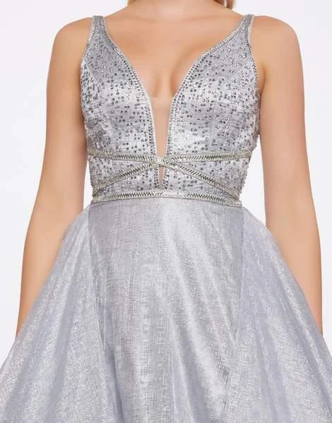 Mac Duggal Prom - 30589M Sequined Plunging Neck Tiered Ballgown 5 Mac Duggal Prom - 30589M Sequined Plunging Neck Tiered Ballgown