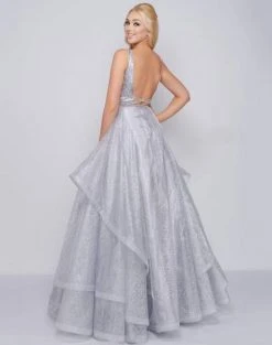 Mac Duggal Prom - 30589M Sequined Plunging Neck Tiered Ballgown 6 Mac Duggal Prom - 30589M Sequined Plunging Neck Tiered Ballgown