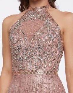 Mac Duggal Prom - 30596M Floral Beaded High Halter Evening Gown