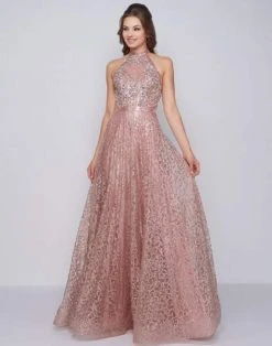 Mac Duggal Prom - 30596M Floral Beaded High Halter Evening Gown