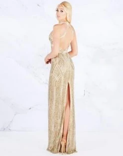 Mac Duggal Prom - 4805M Beaded High Halter Keyhole Gown 6 Mac Duggal Prom - 4805M Beaded High Halter Keyhole Gown