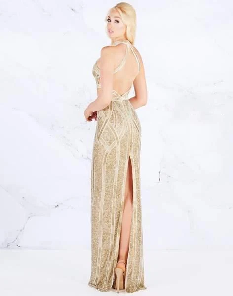 Mac Duggal Prom - 4805M Beaded High Halter Keyhole Gown 4 Mac Duggal Prom - 4805M Beaded High Halter Keyhole Gown