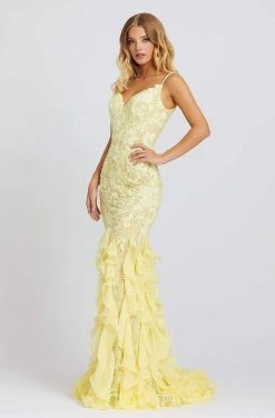 Mac Duggal Prom - 67204M Embroidered V-neck Ruffled Trumpet Dress