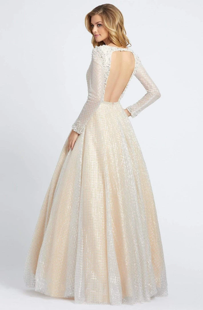 Mac Duggal Prom - 77497M Lattice Plunging V-Neck Long Sleeves Gown 4 Mac Duggal Prom - 77497M Lattice Plunging V-Neck Long Sleeves Gown