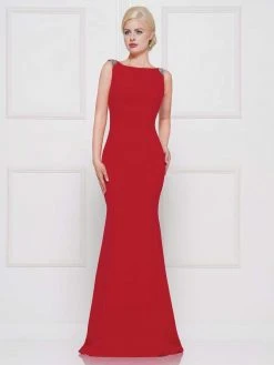 Marsoni By Colors - M140 Jeweled Bateau Trumpet Dress