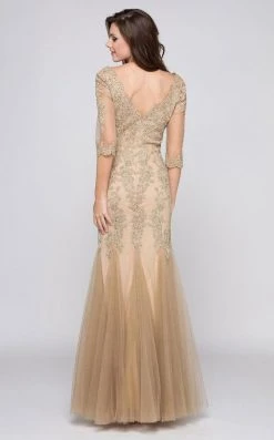 Marsoni By Colors - M162 Embellished V-neck Trumpet Dress