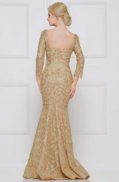 Marsoni By Colors - M212SL Lace Quarter Length Sleeve Mermaid Dress