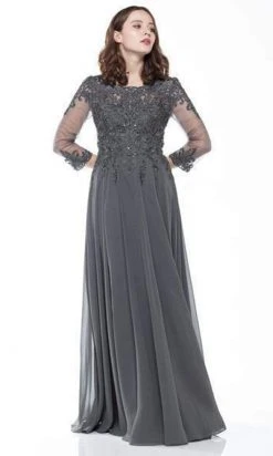 Marsoni By Colors - M217 Quarter Sleeve Embroidered Illusion Gown 16 Marsoni By Colors - M217 Quarter Sleeve Embroidered Illusion Gown