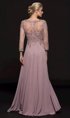 Marsoni By Colors - M217 Quarter Sleeve Embroidered Illusion Gown 12 Marsoni By Colors - M217 Quarter Sleeve Embroidered Illusion Gown