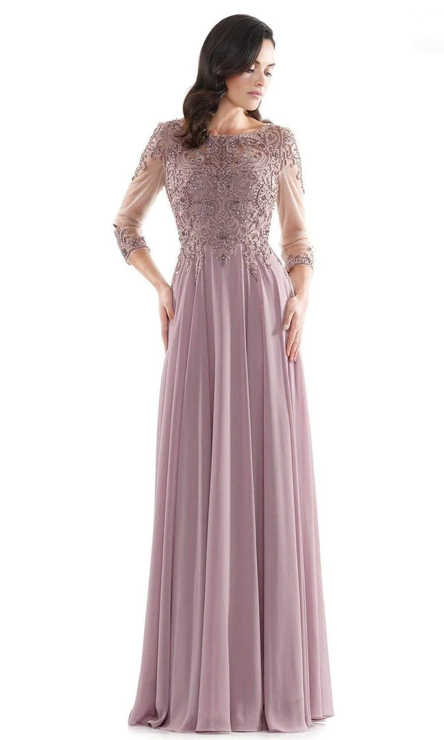 Marsoni By Colors - M217 Quarter Sleeve Embroidered Illusion Gown 5 Marsoni By Colors - M217 Quarter Sleeve Embroidered Illusion Gown