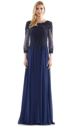 Marsoni By Colors - M217 Quarter Sleeve Embroidered Illusion Gown 18 Marsoni By Colors - M217 Quarter Sleeve Embroidered Illusion Gown