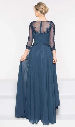 Marsoni By Colors - M237 V-Neck Beaded Lace Applique Chiffon Dress 9 Marsoni By Colors - M237 V-Neck Beaded Lace Applique Chiffon Dress