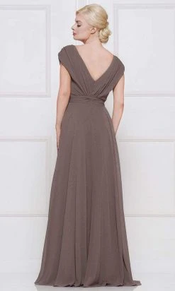 Marsoni By Colors - M251 Gathered V Neck Off Shoulder A-Line Gown 24 Marsoni By Colors - M251 Gathered V Neck Off Shoulder A-Line Gown