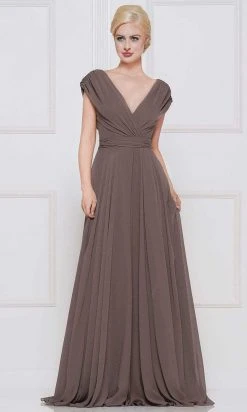 Marsoni By Colors - M251 Gathered V Neck Off Shoulder A-Line Gown 22 Marsoni By Colors - M251 Gathered V Neck Off Shoulder A-Line Gown