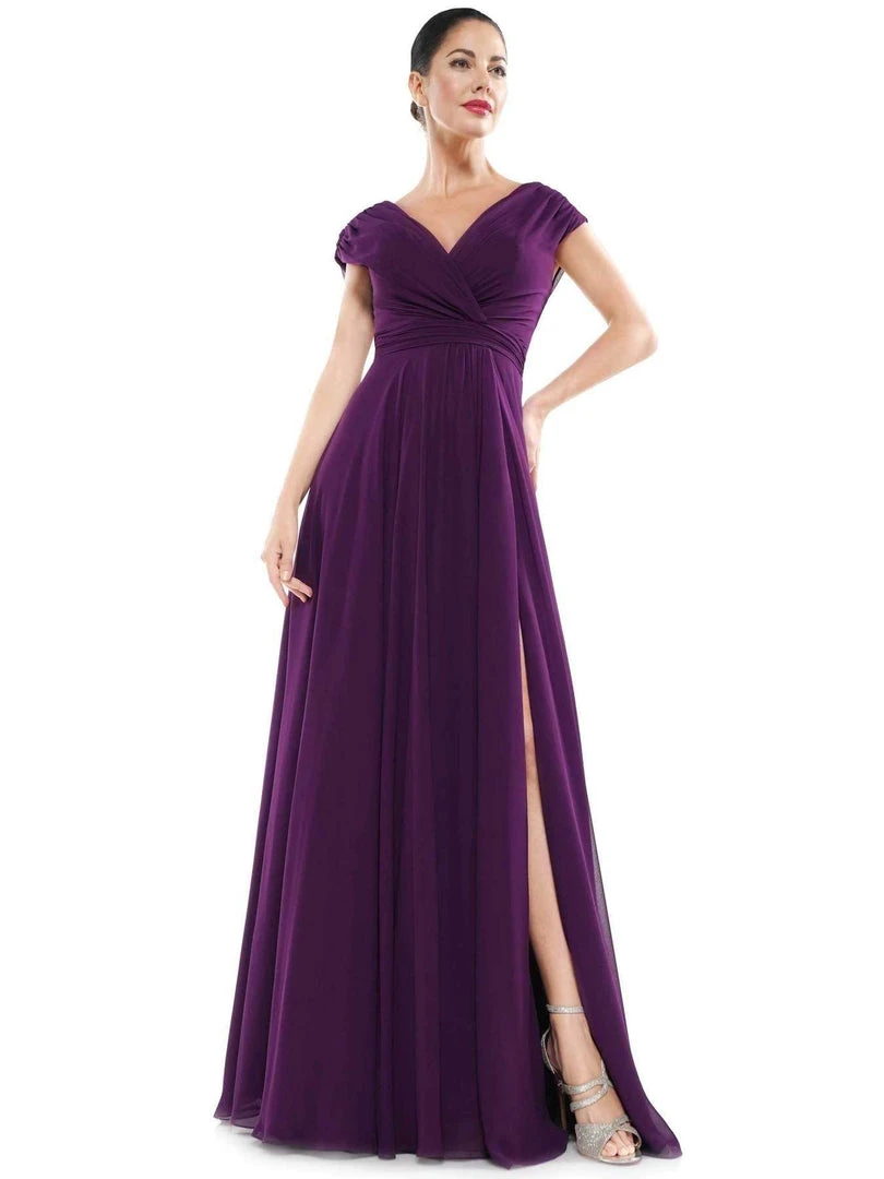 Marsoni By Colors - M251 Gathered V Neck Off Shoulder A-Line Gown 12 Marsoni By Colors - M251 Gathered V Neck Off Shoulder A-Line Gown