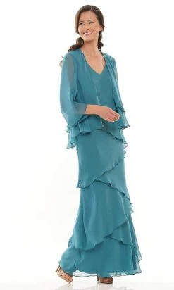 Marsoni By Colors - M309 V-Neck Tiered Sheath Dress