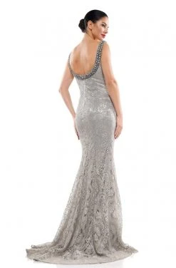 Marsoni By Colors - MV1053 Embroidered Bateau Trumpet Dress With Train 9 Marsoni By Colors - MV1053 Embroidered Bateau Trumpet Dress With Train