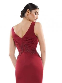 Marsoni By Colors - MV1054 Embroidered V-neck Trumpet Dress 30 Marsoni By Colors - MV1054 Embroidered V-neck Trumpet Dress