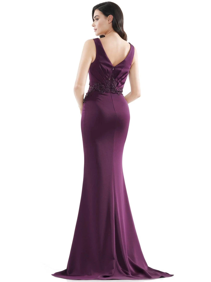 Marsoni By Colors - MV1054 Embroidered V-neck Trumpet Dress 4 Marsoni By Colors - MV1054 Embroidered V-neck Trumpet Dress