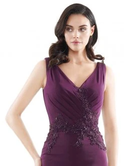 Marsoni By Colors - MV1054 Embroidered V-neck Trumpet Dress 20 Marsoni By Colors - MV1054 Embroidered V-neck Trumpet Dress