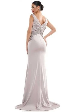 Marsoni By Colors - MV1054 Embroidered V-neck Trumpet Dress 33 Marsoni By Colors - MV1054 Embroidered V-neck Trumpet Dress