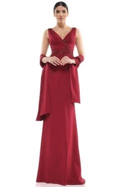 Marsoni By Colors - MV1054 Embroidered V-neck Trumpet Dress 27 Marsoni By Colors - MV1054 Embroidered V-neck Trumpet Dress