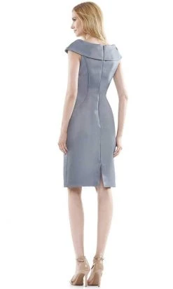 Marsoni By Colors - MV1058 Beaded Adorned Neckline Sheath Satin Dress