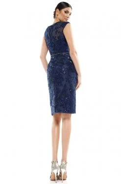 Marsoni By Colors - MV1062 Lace Bateau Knee Length Fitted Dress