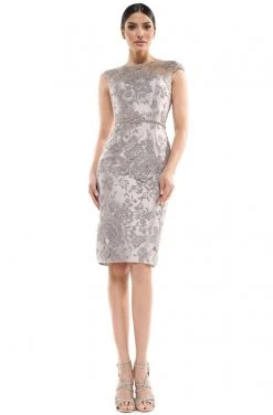 Marsoni By Colors - MV1062 Lace Bateau Knee Length Fitted Dress 10 Marsoni By Colors - MV1062 Lace Bateau Knee Length Fitted Dress