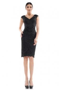 Marsoni By Colors - MV1063 Bedazzled V-neck Sheath Dress