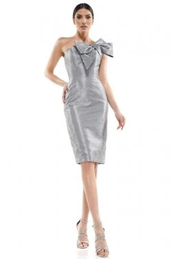 Marsoni By Colors - MV1065 Bow Accented Knee Length Fitted Dress 10 Marsoni By Colors - MV1065 Bow Accented Knee Length Fitted Dress