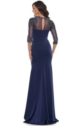 Marsoni By Colors - MV1070 Beaded Sheer Sleeves V Neckline Slit Gown 11 Marsoni By Colors - MV1070 Beaded Sheer Sleeves V Neckline Slit Gown