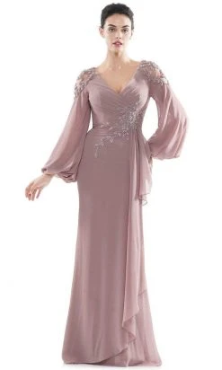 Marsoni By Colors - MV1074 Beaded Appliques Bishop Sleeve Chiffon Gown 7 Marsoni By Colors - MV1074 Beaded Appliques Bishop Sleeve Chiffon Gown