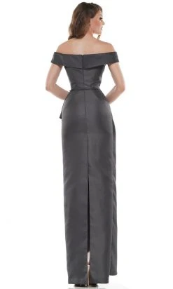 Marsoni By Colors - MV1087 Off Shoulder Beaded Ruffle Accented Gown