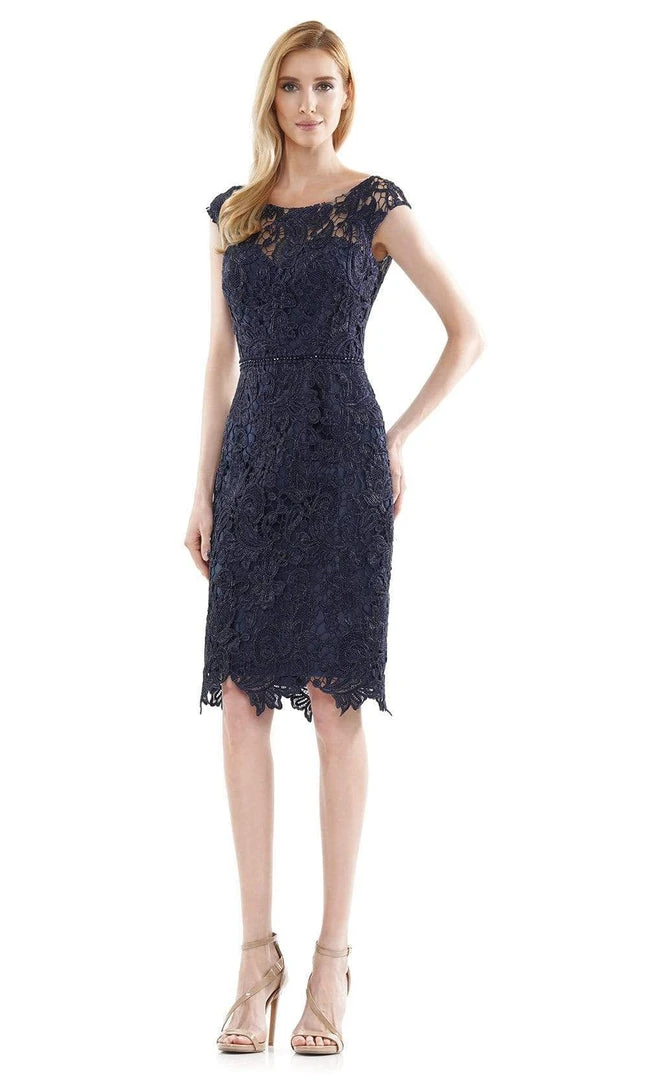 Marsoni By Colors - MV1103 Lace Bateau Neck Fitted Dress 3 Marsoni By Colors - MV1103 Lace Bateau Neck Fitted Dress