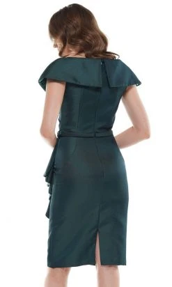 Marsoni By Colors - MV1106 Knee Length Ruffle Trimmed Sheath Dress